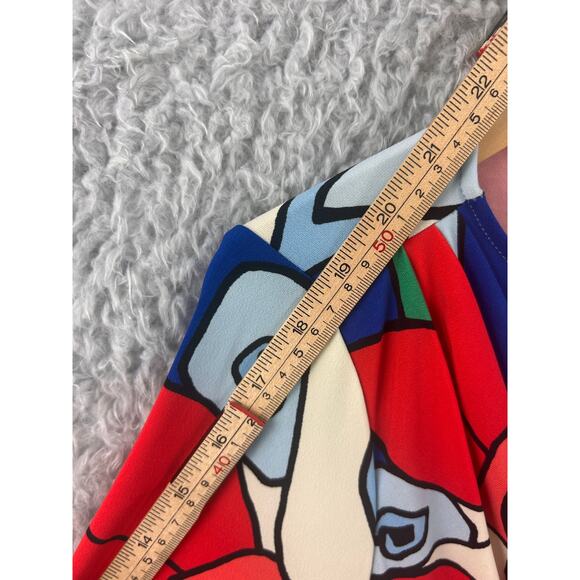 Tahari Floral Abstract Knot Front Dress Multicolor 3/4 Sleeve Size 12 - Picture 6 of 9